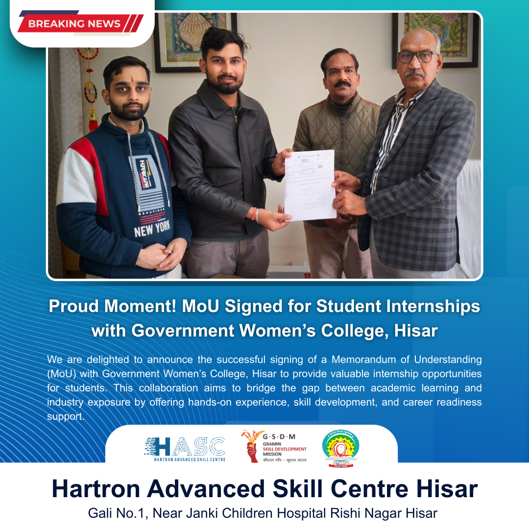 Under NEP 2020: MoU with GC Women Hisar Enables Internships at Hartron & Gramin Shiksha Pvt. Ltd.