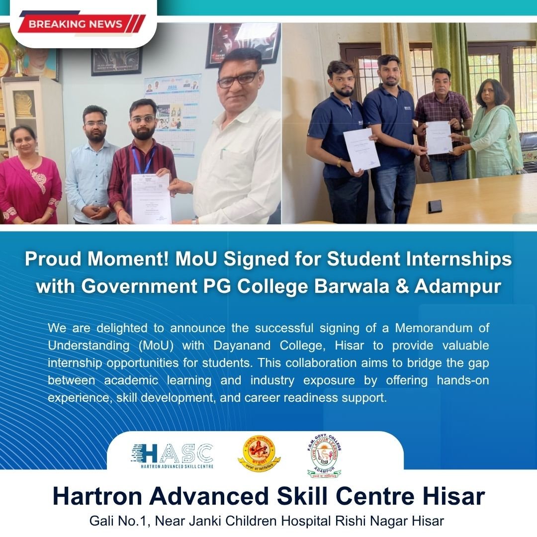 Hartron Hisar – Best Computer Center in Hisar Signs MoUs with Govt Colleges to Boost Skill Development under NEP 202